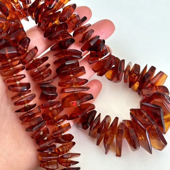 Vintage Natural Baltic Amber Graduated Long Beaded Chunky Hand Knotted Necklace - Picture 14 of 16